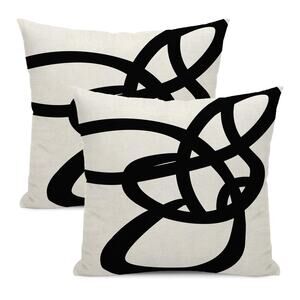 New: Black And White Pillow Covers (2 packs)-24X24"; boho, modern, abstract